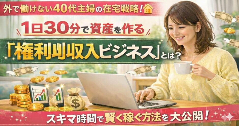 外で働けない40代主婦の在宅戦略。1日30分で資産を作る「権利収入ビジネス」とは？